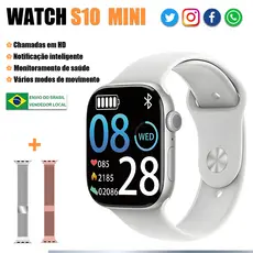 Lançamento Smartwatch Mini S10 com Chamada Bluetooth, Calculadora, Recarga sem Fio e À Prova d'Água - Unissex
