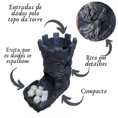 Torre De Dados Rpg D&d Tabuleiro Castelo Dragão