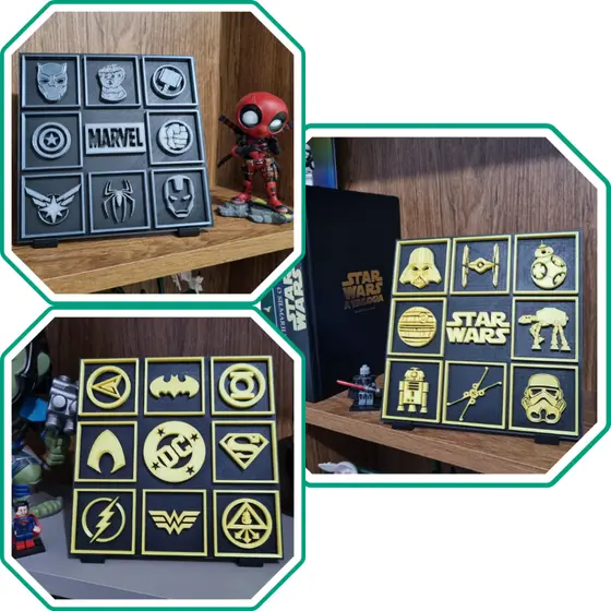 Placa Decorativa Marvel DC Star Wars Geek Nerd Filme Game 3D