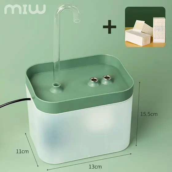 MIW Bebedouro Gato Fonte de Água com Filtro Automático Elétrica Bivolt Silencioso 1,5L