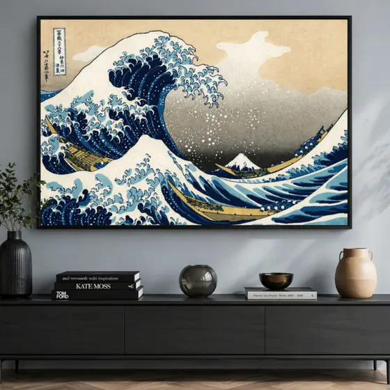 Quadro Decorativo A Grande Onda de Kanagawa Arte Japonesa Peça Única Sala Decoração