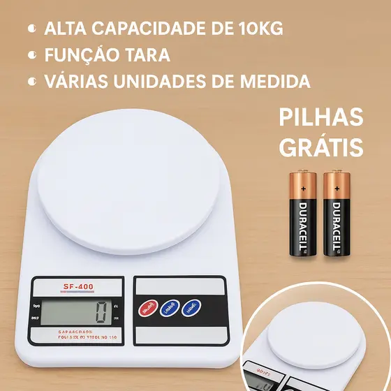 Balança digital cozinha bolo precisão pilhas inclusas AA SF-400