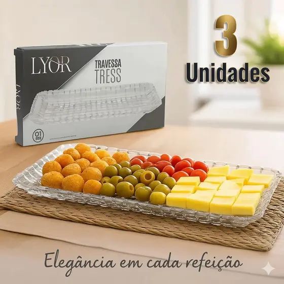Travessa de Vidro Cristal Retangular Tress 25cm - Elegante e Durável