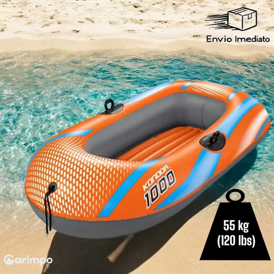 Bote Barco Boia Inflável Kondor 1000 Infantil Bestway 85x149