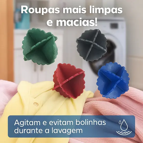Bola Esfera para Lavar Roupa com 4 Peças 5,5cm