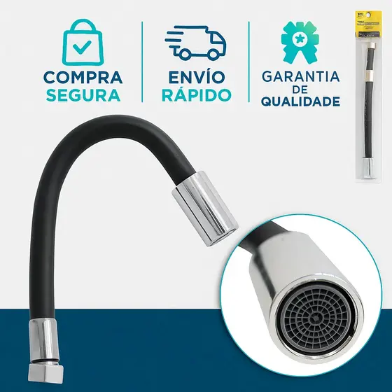 Mangueira Engate Extensor para Torneira Flexível Hutz Black 27cm 1/2