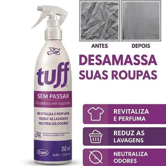 Tuff Sem Passar 60ml e 350ml - Desamassa e Neutraliza Odores