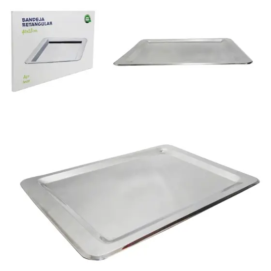 Bandeja de Inox Retangular Ecolumi 40x28cm