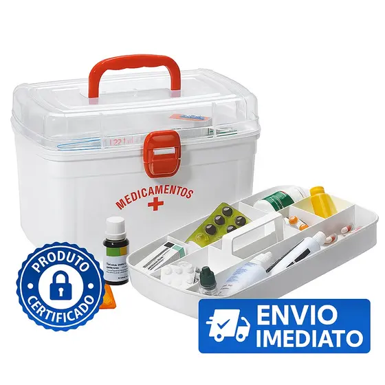 Maleta Frasqueira de Plástico Medicamentos Grande 28cm