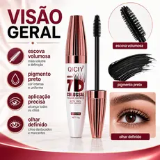 Máscara de Cílios Rímel 7D Colossal Volume Express QICIY - Volume, Alongamento e Definição