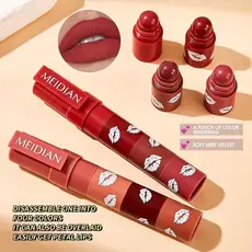 Batom Matte Aveludado 4 em 1 Meidian - 4 Cores Empilhável e Portátil
