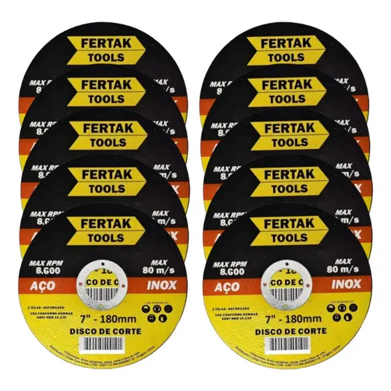 Kit 25 Discos Corte Inox 7 Polegadas 180mm Reforçado 2 Telas