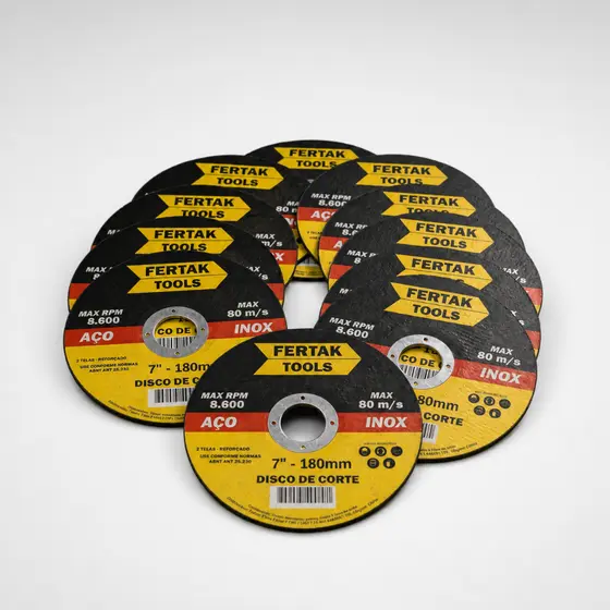 Kit 10 Disco Corte Inox 7 Polegadas 180mm Reforçado 2 Telas