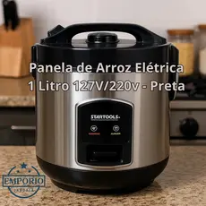 Panela Elétrica Arroz Legumes Receitas Leves 1L 400W Antiaderente Preta 127V/220V Cozinha/Aquece