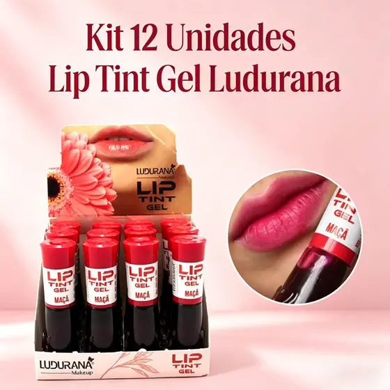 Kit 12 Unidades Lip Tint Gel Ludurana Maçã e ou Morango