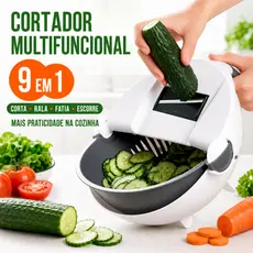 Cortador de Legumes e Vegetais 9 em 1 Multifuncional com Ralador Fatiador e Escorredor