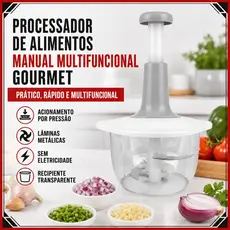 Processador de Alimentos Manual 2L Picador Multifuncional para Alho Cebola e Legumes Gourmet
