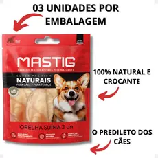 Petisco Natural Orelha Suína Desdratada 03 Unidades Grandes