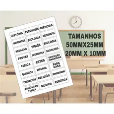 Kit Etiqueta  Matérias Escolares para Caderno e Ficharios Transparente