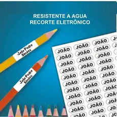 120 Etiquetas Adesivas Escolar Lápis em VINIL BRANCO