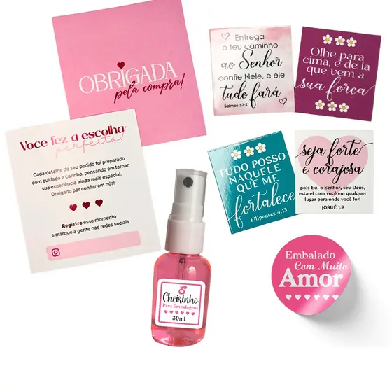 Kit Empreendedor Nº6 Cartão de agradecimento + adesivos + cartão frases evangélicas - Diversas Cores
