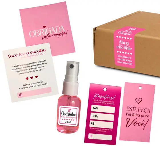 Kit Empreendedor para lojas de roupas Nº3 Cartões de agradecimento adesivos 1 cheirinho - 4 Itens - Diversas Cores