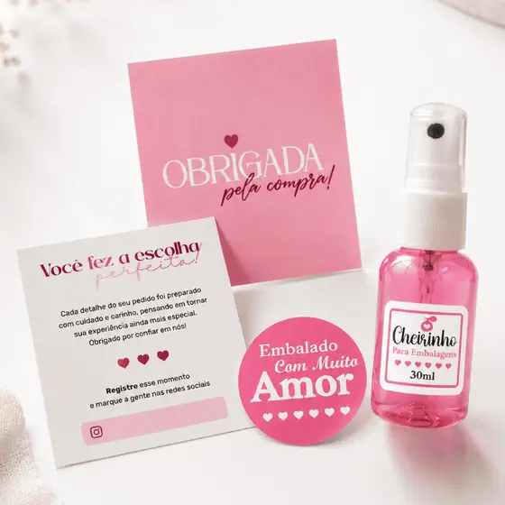 Kit Empreendedor Nº 1 Completo Cartões de agradecimento adesivos + 1 cheirinho - 3 Itens - Pronta entrega