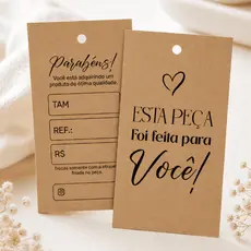 Etiqueta para Roupa Papel Kraft Tag Ecológico 9x5cm - Design Elegante com Frase Motivacional - Pronta Entrega