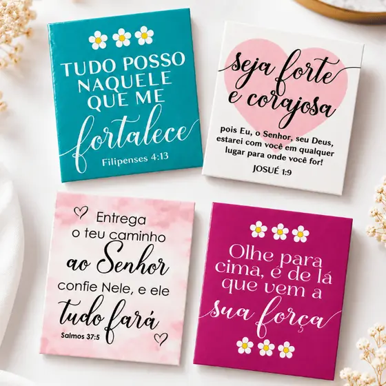 Kit 40/80/120/240 Mini Cartão de Agradecimento com Frases Inspiradoras e Bíblicas 4x5cm Pronta Entrega