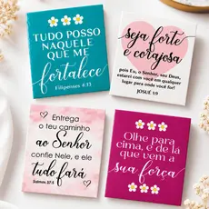 Kit 40/80/120/240 Mini Cartão de Agradecimento com Frases Inspiradoras e Bíblicas 4x5cm Pronta Entrega