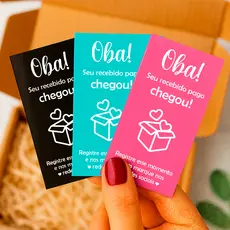 Cartão Obrigado Pela Compra - Seu pedido Chegou - SEU Recebido pago chegou 9x5cm | Diversas cores | Pronta Entrega