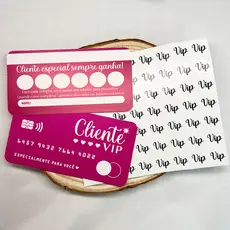 Cartão VIP Fidelidade Cliente VIP + Cartela de Adesivos – Diversas Cores | Pronta Entrega