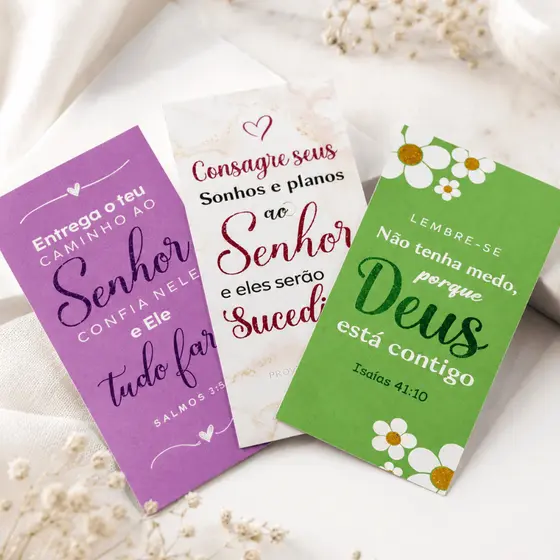 Cartão de Agradecimento com Frases Motivacional Bíblica Mulher 9x5cm Pronta Entrega