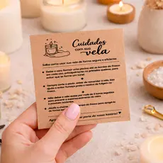 Cartão de Cuidados para Velas Artesanais Kraft 9x10 cm