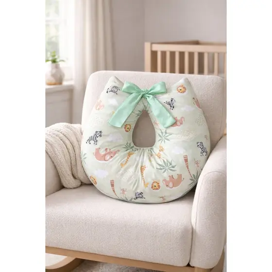Almofada de Amamentação Val Baby Formato U Bebê Apoio Mamãe Estampada Menina e Menino