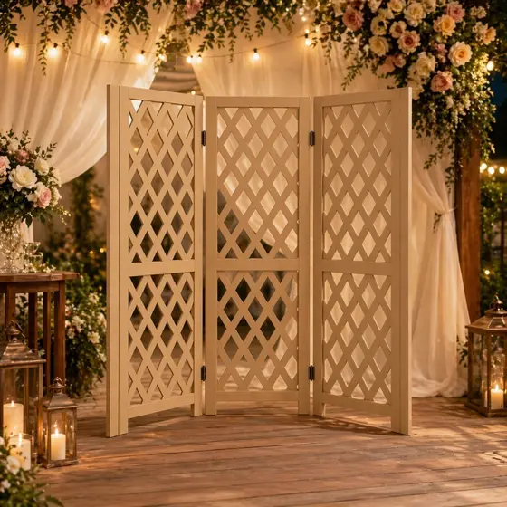 Biombo Decorativo MDF 3 Folhas Treliçado