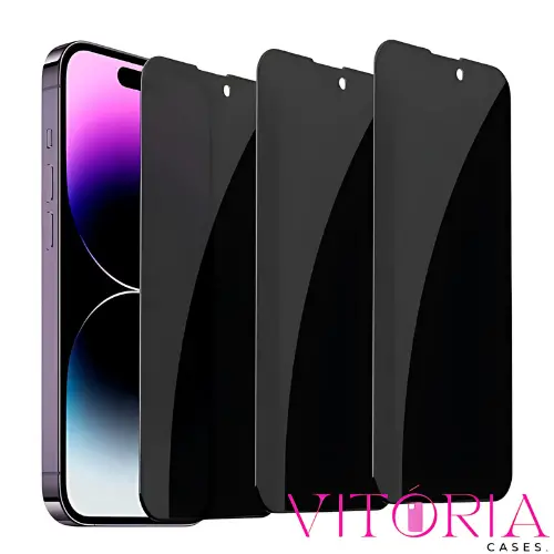 KIT ATÉ 3 PELÍCULAS VIDRO TEMPERADO PRIVACIDADE iPhone XR/11/12/12PRO/13/13PRO/14/15/16 Para iOs