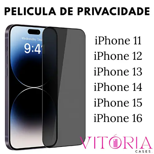 Película De Vidro Privacidade iPhone 11/12/13/14/15/16 Para iOs