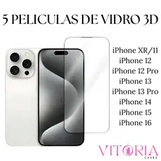 ATÉ 5 PELÍCULAS DE VIDRO 3D PARA IPHONE TODOS MODELOS PARA IOS XR 11 12 13 14 15 16 PRO MAX