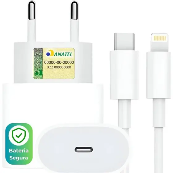 Carregador De iPhone Fonte com Cabo Carregamento Rápido 1m PD 18w