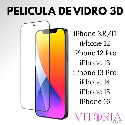 PELÍCULA DE VIDRO 3D PARA IPHONE TODOS MODELOS PARA IOS XR 11 12 13 14 15 16 PRO MAX