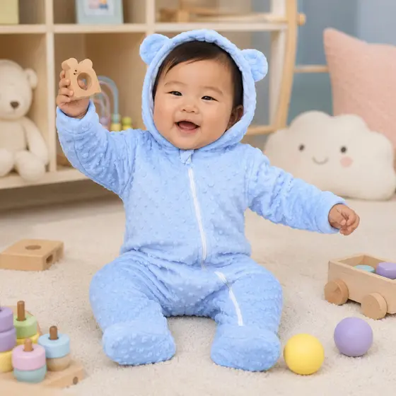 Macacão Bebê Menina Menino Urso Pipoquinha Touca Frio Quentinho 0 a 12 meses