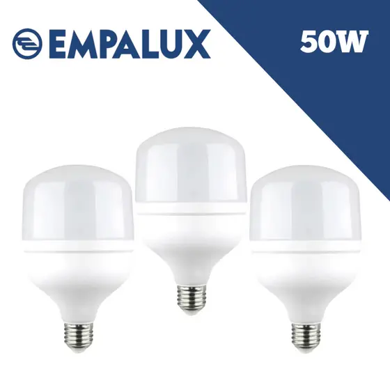 Kit 3 Lâmpadas Alta Potência 50W ECO 6500K E27 EMPALUX Potente