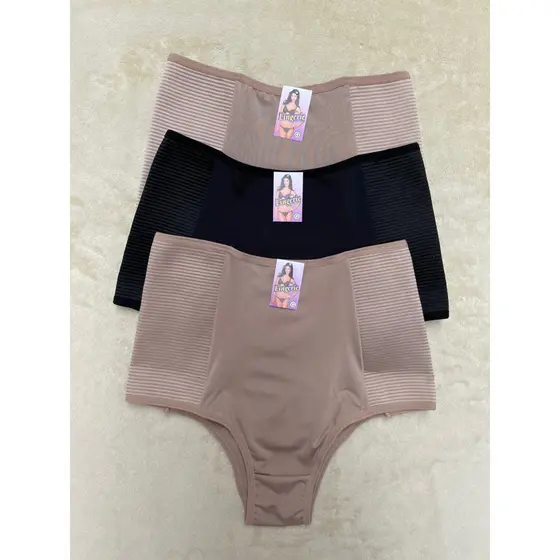 Kit 3 Calcinhas Cós Alto Cinta Modeladora Feminina Reduz Medidas