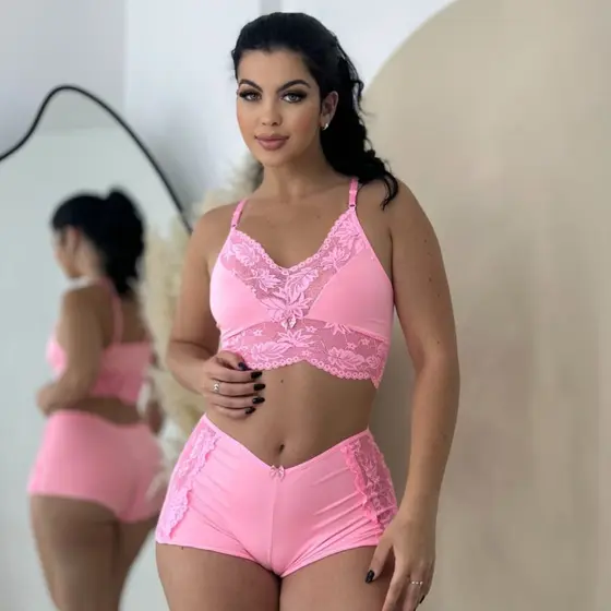 Baby Doll Feminino com Renda e Shortinho – Confortável