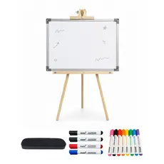 Lousa Quadro 90x60 c/ Tripé 1m Pinus + 12 Canetas e apagador