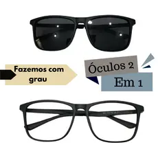 Óculos Completo Armação Clip On 2 em 1 Acetato Masculino Com Lentes Em Anti Reflexo Com Seu Grau