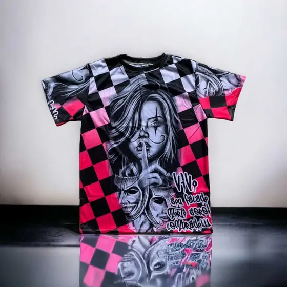 Camiseta de quebrada unissex rosa alerquina