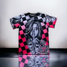Camiseta de quebrada unissex rosa alerquina