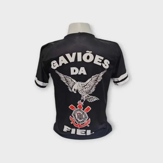 Camisa Masculina Preta Estampa Águia Torcedor Treino Casual